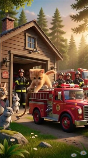 Hero Cat Becomes a Firefighter & Saves Animals! 🐱🚒❤️ | Emotional AI Cat Story #shorts