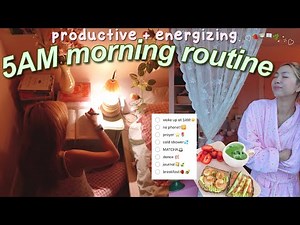 my 5AM productive MORNING ROUTINE ⋆☀︎｡🌷🍵(how I stay energized!!)