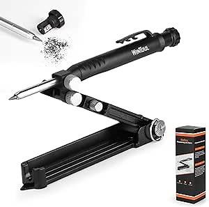 WINTUUL Multi-function Scribing Tool- Aluminum Alloy Scribe Tool with Deep Hole Pencil, Construction Pencil, DIY Woodworking Scribe Gauge Scriber Line Maker Measuring Tool