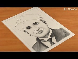Sir C.V. Raman National Science day Drawing With Pencil Sketch Step by Step / For Beginners