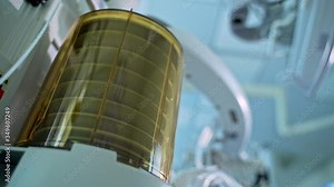 Anaesthesia machine ventilator in the operating room. Movement of modern medical device for artificial lung ventilation. Close-up.