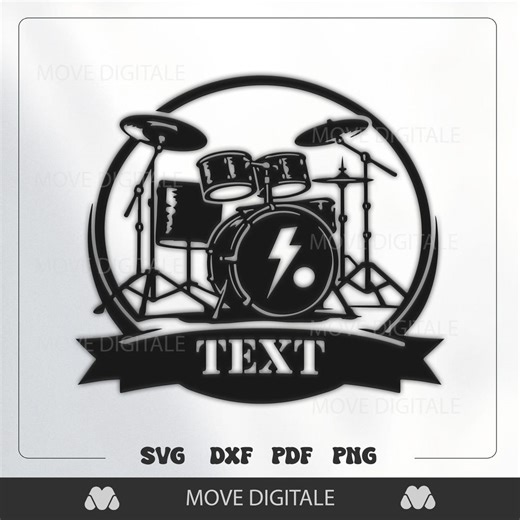 Drum Set SVG With Custom Text - Drummer Logo Cut File - Rock Band Music Design DXF PNG - Etsy Canada