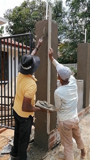 Plastering Intermediate Boundary Wall Posts. Clean lines and solid craftsmanship! Plastering work in progress on the front boundary wall posts — preparing for a smooth, lasting finish. #BoundaryWall #WallPlastering #MasonryWork #SiteProgress #ConstructionUpdate #CivilEngineering #SriLankaProjects #EngPiumalPathirana #PiumalPathirana | Eng. Piumal Pathirana