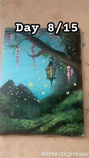 Day 8/15 ✨ Magical Night Forest Painting | Acrylic Painting Challenge #art #shorts