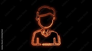 Neon Avatar Icon Vector, Glowing Blue Outline of a Person for User Profile, Social Media, and Digital Identity Design