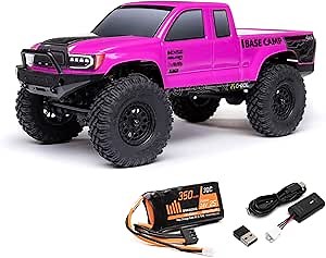 Axial RC Truck 1/24 SCX24 Base Camp 4x4 Rock Crawler Brushed RTR (Everything Needed to Run is Included) - Pink, AXI-1219T3