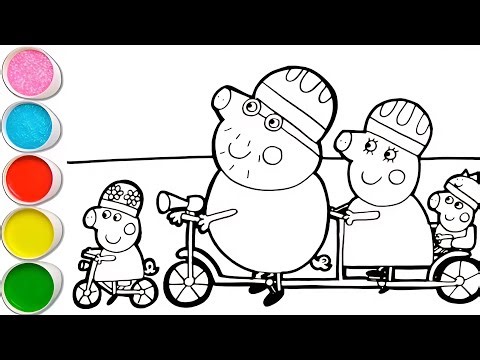 Peppa Pig with His Family Drawing, Coloring and Painting For Kids and Toddlers _ Child Art