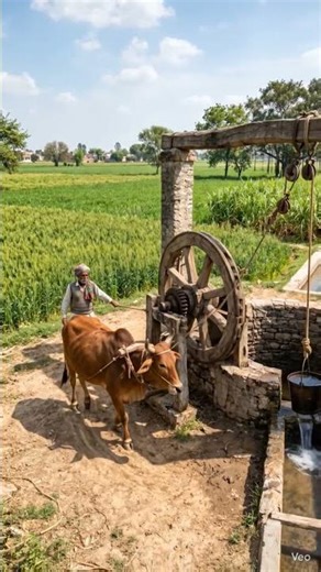 Desi Jugaad Water Lifting System with Bullock | Village Farming Innovation 🚜💧#new #trending #shorts