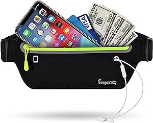 Running Belt Waist Packs - Workout Fanny Pouch for Women Men, Ultra Light Bounce Free Waterproof Reflective Runners Sports Exercise Adjustable Waistband Bag for Hiking Cycling Cell Phone Holder