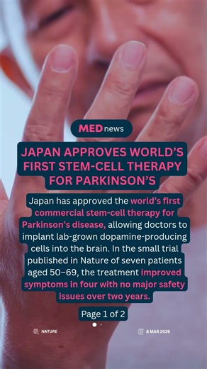 🧠 Japan approves world-first stem-cell therapy for Parkinson’s disease #healthnews #science