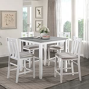 Lexicon Sandhill 5-Piece Counter Height Dining Set, Gray/White
