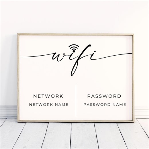 Wifi Password Sign, Editable Wifi Sign Template, WIFI Password Sign, Modern Wireless Internet, Instant Download, Poster Landscape, Editable - Etsy