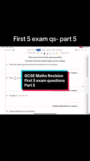 GCSE Foundation Maths Revision- First 5 exam questions Part 5 Follow for more maths support✨✅#maths #gcse #foryoupage #revision #followformore