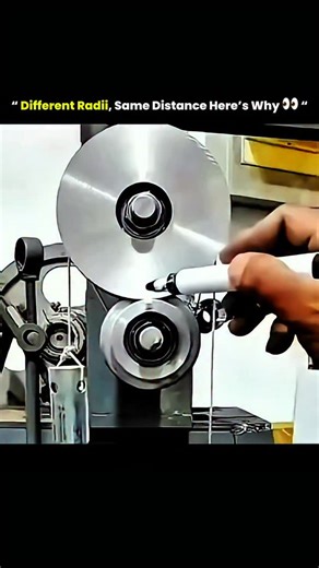 @solved_science | Both circles travel the same linear distance because they are mechanically linked. The larger circle rotates fewer times while the smaller... | Instagram