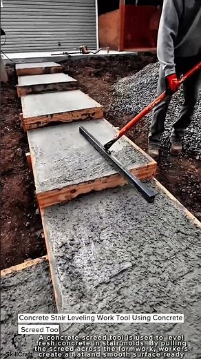 Concrete Stair Leveling Work Tool Using Concrete Screed Tool #worktool
