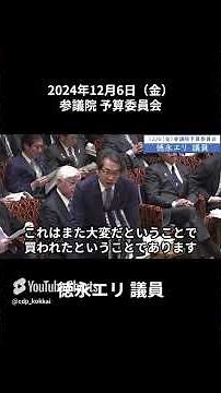 2024年12月6日「参議院」予算委員会 徳永エリ議員 令和の米騒動