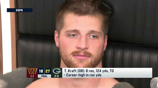 Tucker Kraft talks career-high receiving yards in postgame interview