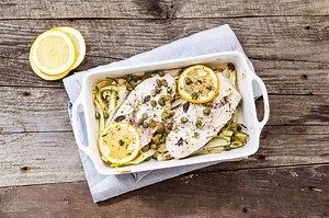 Baked Halibut with Lemon Caper Sauce - Recipe