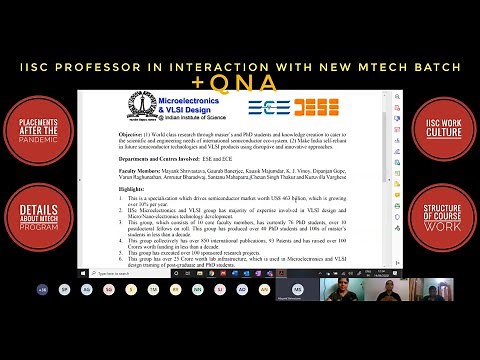 IISc Professor Dr. Mayank Shrivastava interacts with MTech, Microelectronics and VLSI new batch |QnA