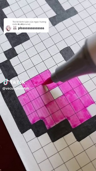 Vẽ Hình Cute TikTok Đơn Giản | Bunny Pixel Art