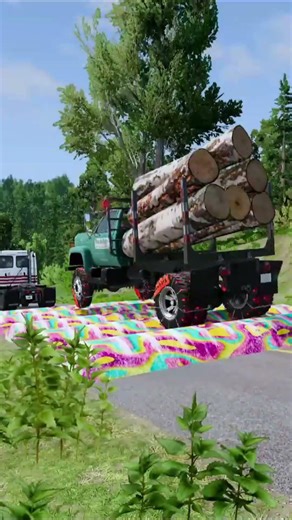 Colorful Log Truck, Oil Truck, & Cars vs Massive Speed Bumps – BeamNG.drive Crash Test
