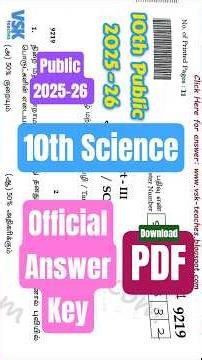 10th Science public exam 2026 key answers 🔑 #boardexam #science