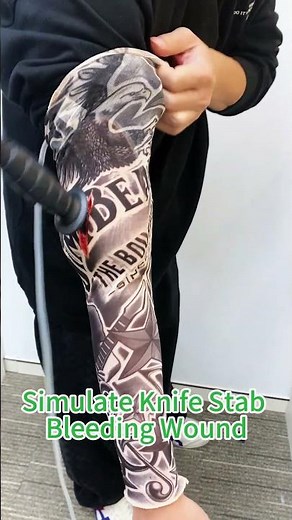 Close-up of the Stab Wound Arm Trainer with Simulated Bleeding