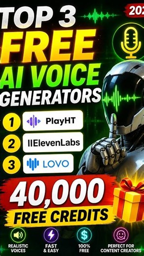 3 BEST FREE AI Voice Generators 🔥 40,000 FREE Credits! 🤯 #AITools