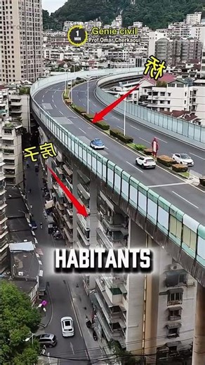 This highway goes OVER inhabited buildings 😳 #shorts