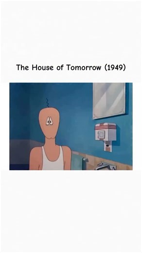@moviemoodmemes on Instagram: "The House of Tomorrow (1949) is a Tex Avery animated short that parodies the futuristic promotional films of its era. Instead of serious predictions, it delivers a rapid sequence of absurd inventions inside a “modern” home. Viewers see a sandwich maker that shuffles ingredients like cards, a tanning bed with a giant spatula, a pressure cooker that explodes, and a refrigerator where a tiny figure flips off the light. The mother-in-law jokes run throughout, from her