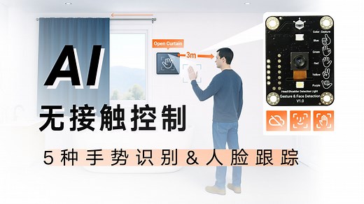 视觉手势识别能这么快？AI视觉手势/人脸跟踪传感器助你实现无接触控制！