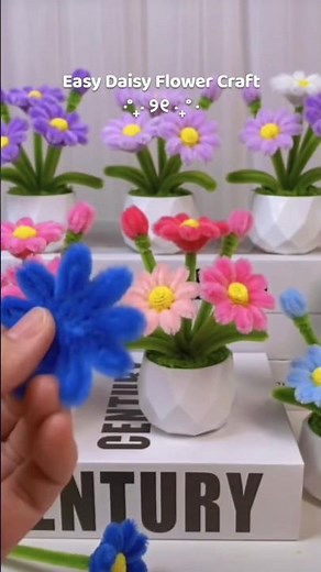 how to make pipe cleaner flowers daisy | fuzzy wire flowers tutorial #diytutorial #handmadecraft