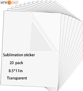 HTVRONT Sublimation Sticker Paper - 20 Pcs 8.5" x 11" Glossy Transparent Waterproof Sublimation Stickers transparent