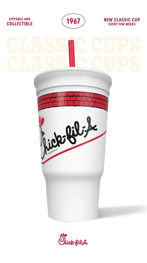 New drop alert! The “1967” collectible cup is here — while supplies last. | Chick-fil-A 69th & Slide