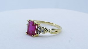Watch Dazzlingrock Collection 8X6 MM Lab Created Ruby & White Sapphire Engagement Ring, 10K Yellow Gold... on Amazon Live