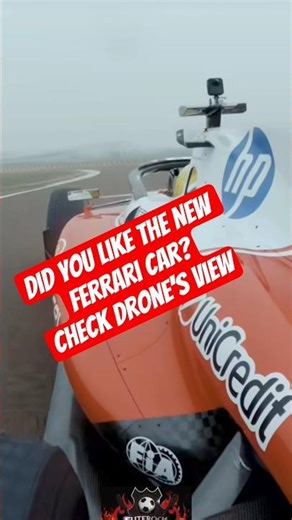 Ferrari 2026 new car on track, great view from the drone