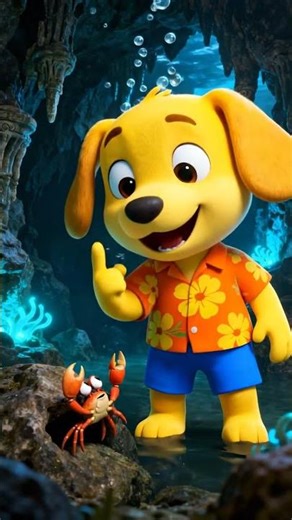 The dog Enny was surprised by the crab at the bottom of the sea. | Enny's EPIC Crab Encounter!