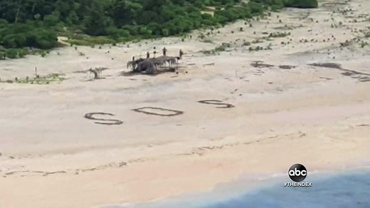 SOS RESCUE: Three sailors stranded in the Pacific on a tiny Micronesia island were rescued after writing a giant “SOS” in the sand that was spotted by U.S. and Australian forces overhead. David Muir reports. https://abcn.ws/39UMveA | ABC World News Tonight with David Muir