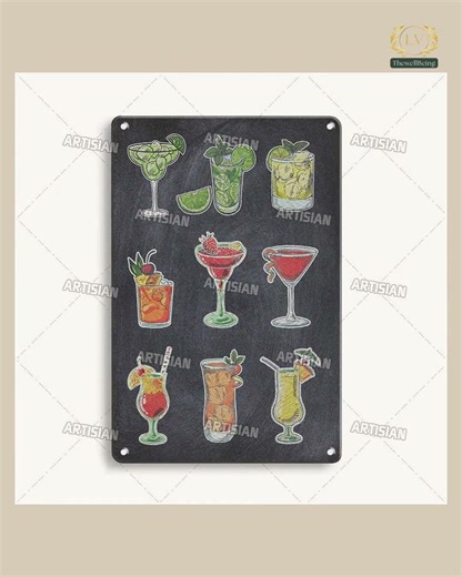 ARTISIAN Vintage Cocktail Metal Tin Sign Decorative Plate Bar Home Metal Signs Studio Wall Decora...
