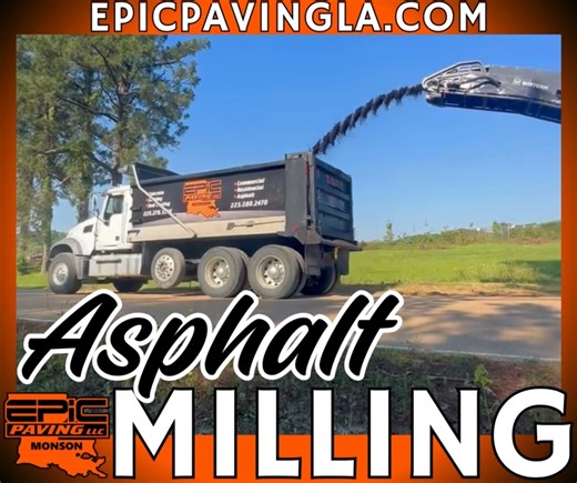 🚜💨 Out with the old, in with the new! Asphalt milling is the most efficient way to remove a cracked, uneven surface and prepare it for a flawless new layer. Call today to schedule your asphalt milling! 📱 225.279.7395 #Paving #Asphalt #Concrete #LetEpicPavetheWay #FamilyOwnedBusiness #SurfacePatching #FullDepthPatching #Striping #SealCoating #Patios #Driveways #ParkingLots #Industrial #SupportLocalBusinesses #ShopLocal #SmallBusiness #Louisiana #CustomerService #customersatisfaction | Epic Pav