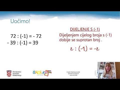 Matematika 6. r. - Dijeljenje cijelih brojeva