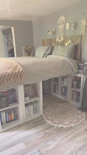 Wild how a random daydream turned into me actually building a full bookshelf bed… like some girlboss-meets-goblin hybrid who refuses to sleep anywhere that isn’t also a library. I sketched it, manifested it, mildly injured myself, and voilà — my dream nook now exists in the real world. Proof that delusion is just creativity with commitment. #Bookstagram #BookCommunity #BookTok #Bibliophile | Faelorehn