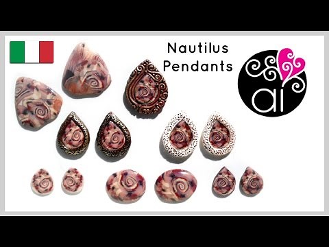 Polymer Clay Tutorial | Ammonite Cabochon | Nautilus Pendants | Incastonare col Fimo | ITALIANO