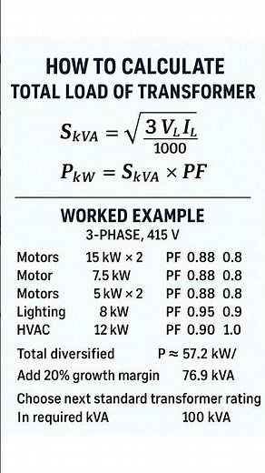 How to Calculate Transformer Load | Easy Formula with ExampleElectricalEngineering#electrical#