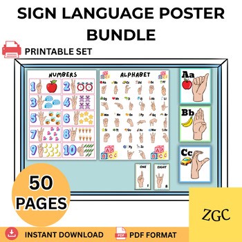 ASL Numbers & Everyday Phrases Posters | American Sign Language Classroom Visual
