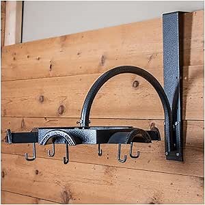 EASY-UP Pro Non-Slip Carousel Tack Rack with Hooks | Color Gray Armor | Enhanced Tack Room Organization | Convenient Carousel Design | Non-Slip Racks