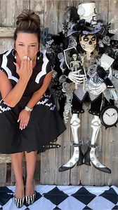 3.3K views · 50 reactions | This girl is a lot of EXTRA when it comes to my love for Halloween and that’s okay.  LIVE More SpOoky Always #halloween #halloweentime #happyhalloween #spooky #wreath #wreathdesigner #wreathmaking #doordecor #wreath #livemore #beyourself #loveforhalloween #skelly #skeleton #halloweenfashion #fashion | Holiday Baubles | Facebook