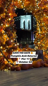 🎃✨ The iconic Pumpkin Arch is back at Pier 17 starting October 22! 🍂📍 Perfect fall photo spot with the Brooklyn Bridge views 🧡 👉 Save the date & get your cameras ready! | New York City Photos