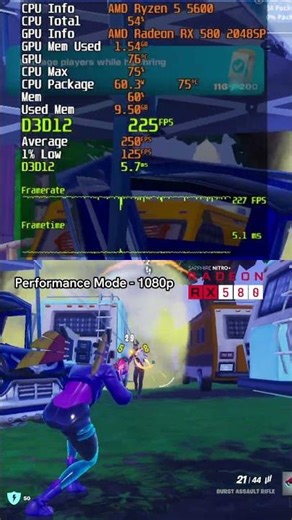 Ryzen 5 5600 | RX 580 8GB 2048SP | FORTNITE BATTLE ROYALE - PERFORMANCE MODE BENCHMARK IN 2025!!!!