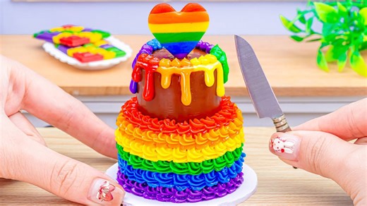 Rainbow Chocolate Cake Tutorial – Miniature Cake Decorating Ideas